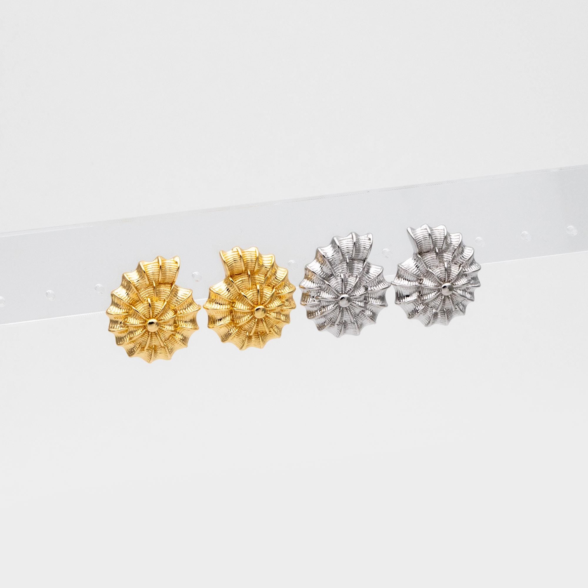 4pcs Gold/ Silver Tone Spiral Shell Earrings, Modern Style Earrings, Fashion Earrings, Beach Jewelry (GB-4571)